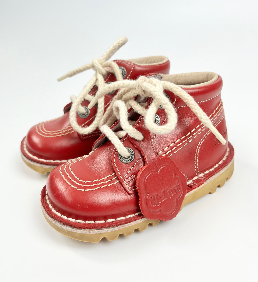 Kickers Red Leather Lace-Up Boots ~ UK Infant Size 6