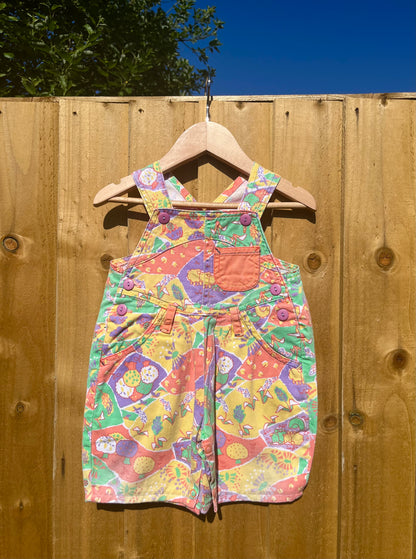 Vintage Ladybird Pastel Farmyard Patterned Shortalls ~ 6-9 Months