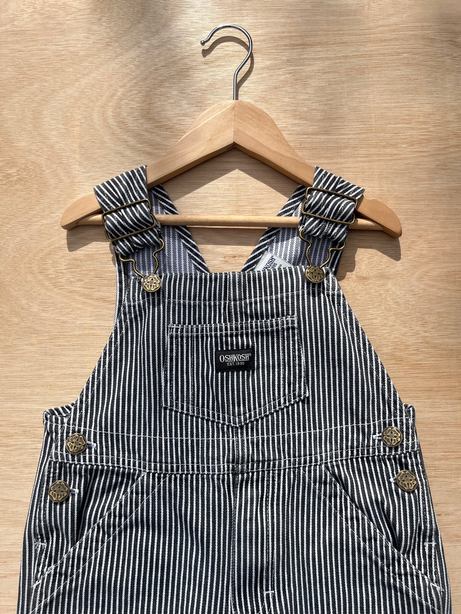 Vintage OshKosh Black &amp; White Hickory Stripe Dungarees ~ 3 Years