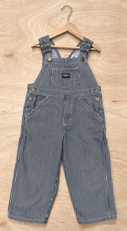 Vintage OshKosh Black &amp; White Hickory Stripe Dungarees ~ 3 Years