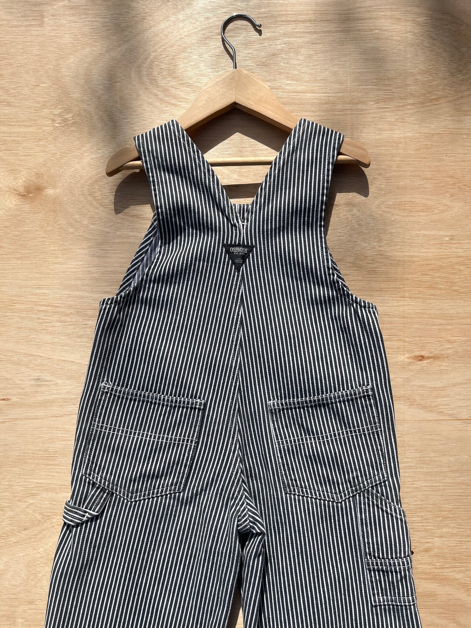 Vintage OshKosh Black &amp; White Hickory Stripe Dungarees ~ 3 Years