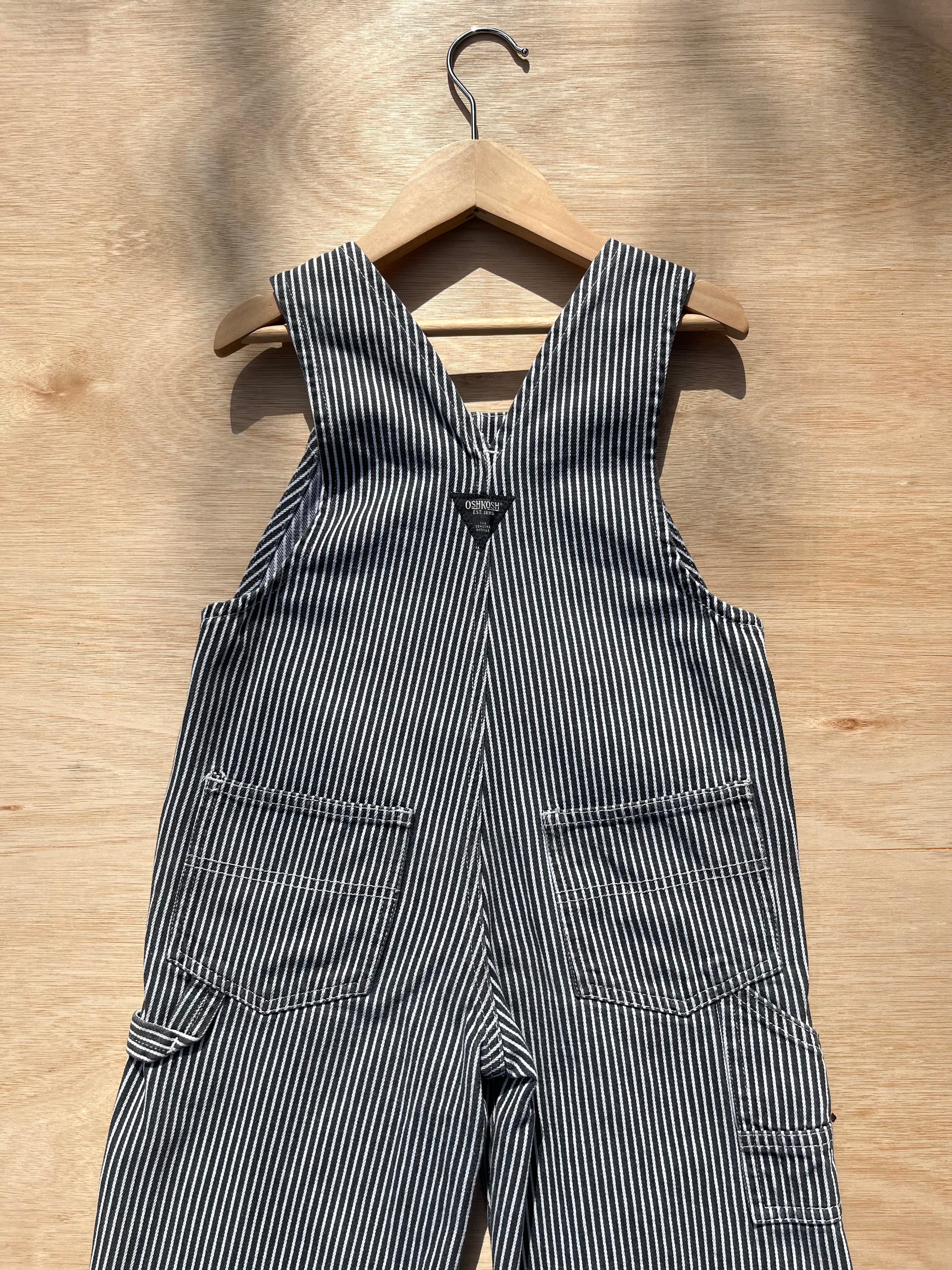 Vintage OshKosh Black &amp; White Hickory Stripe Dungarees ~ 3 Years