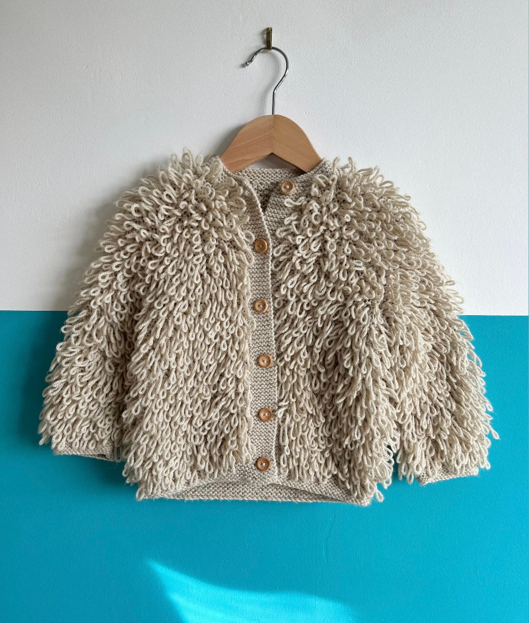 Oatmeal Hand Knitted Loop Cardigan ~ 2 Years