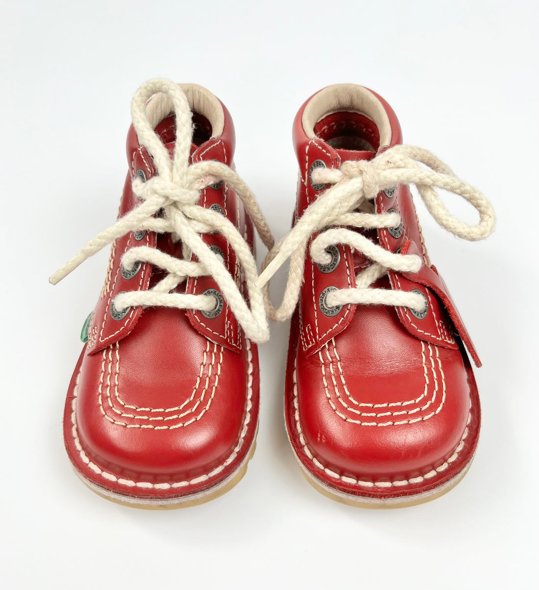 Kickers Red Leather Lace-Up Boots ~ UK Infant Size 6