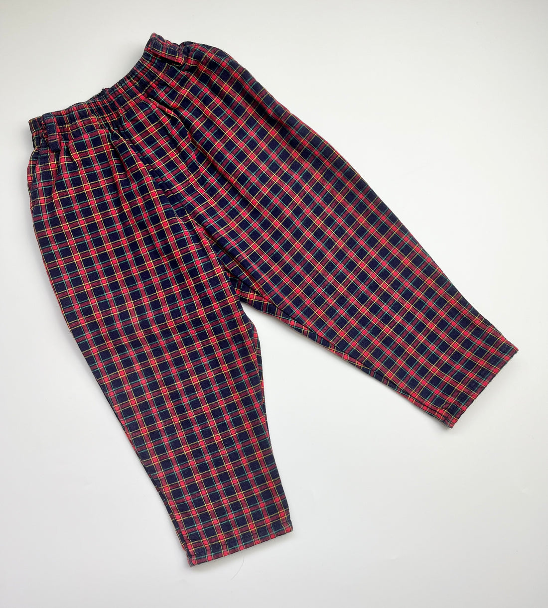 Vintage Ladybird Red &amp; Navy Check Lined Trousers ~ 12 Months