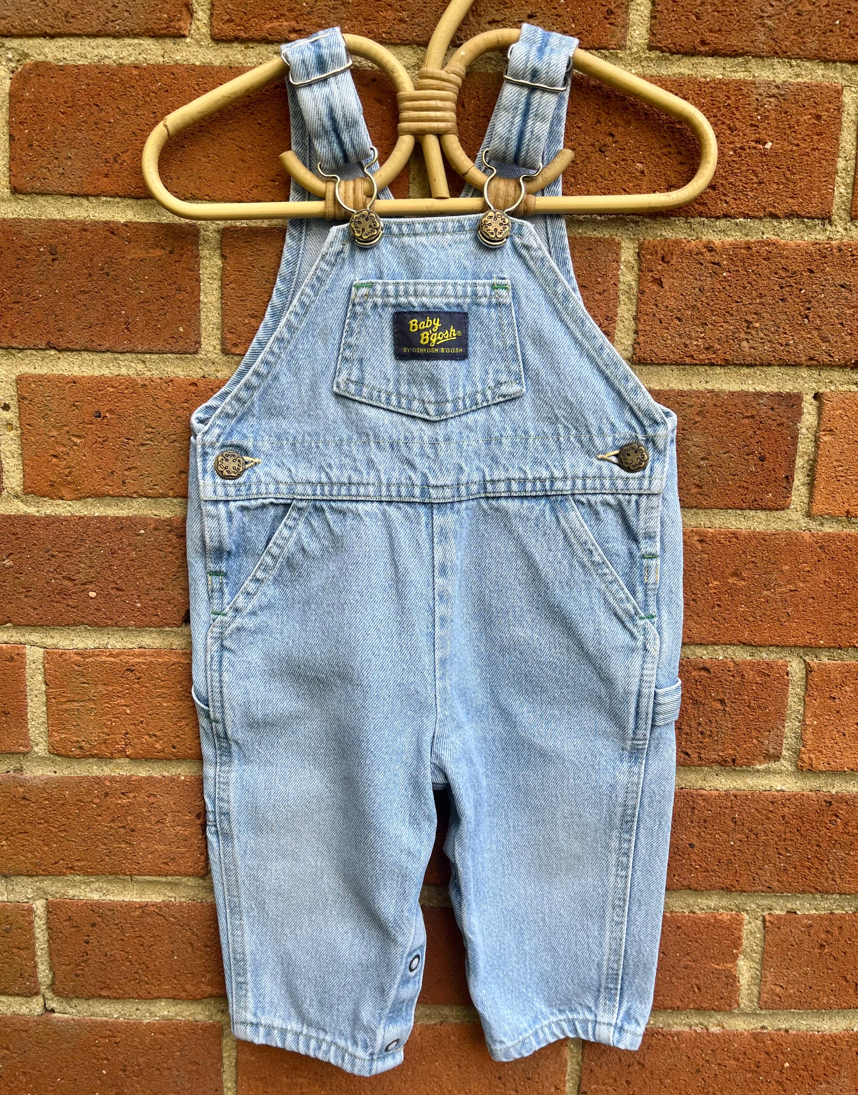 Vintage OshKosh Light Blue Denim Dungarees ~ 12 Months