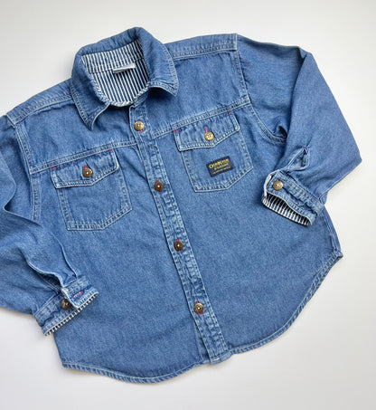 Vintage OshKosh Mid Blue Denim Shirt ~ 5-6 Years