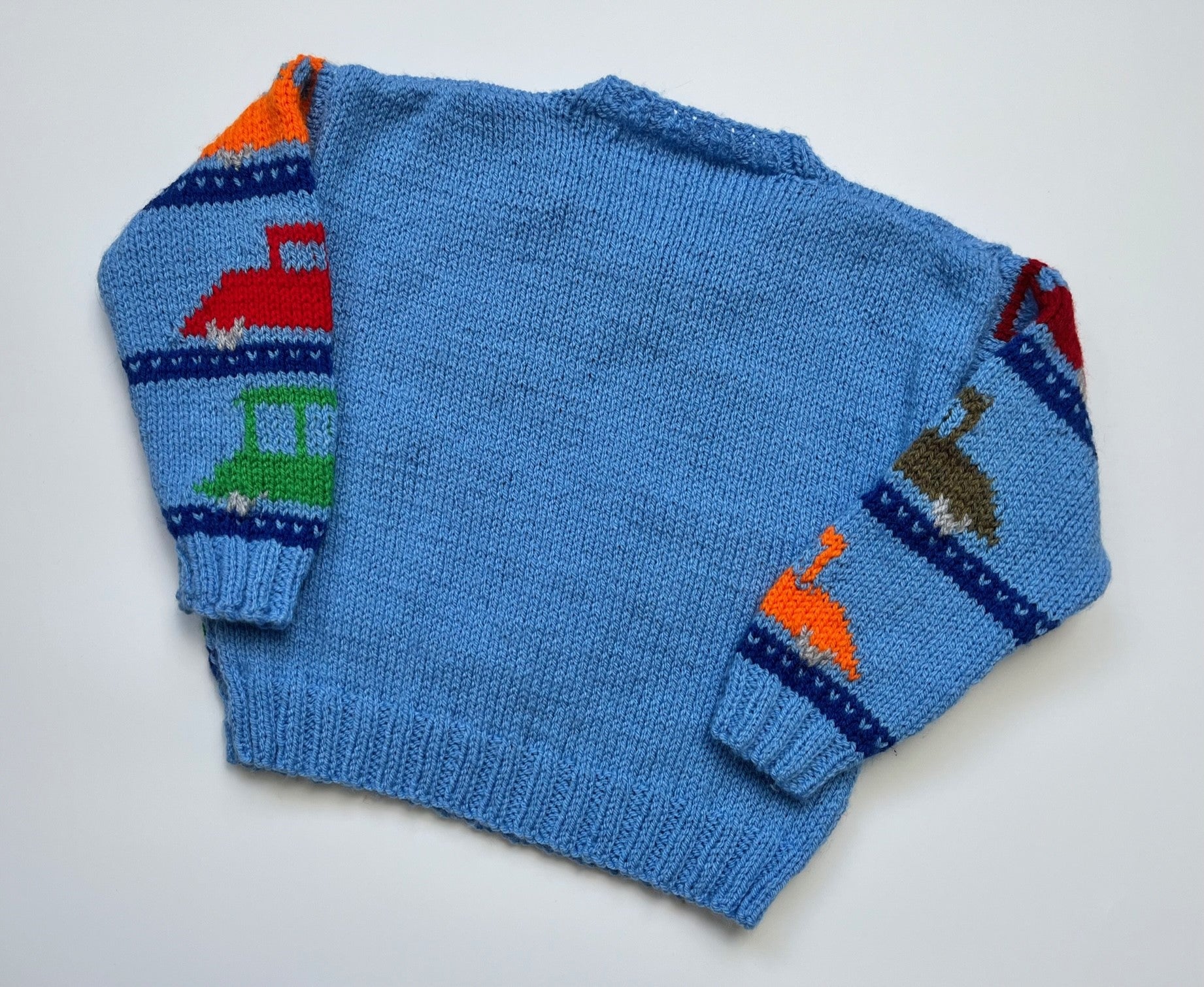 Blue Car Design Hand Knitted Jumper ~ 2-3 Years