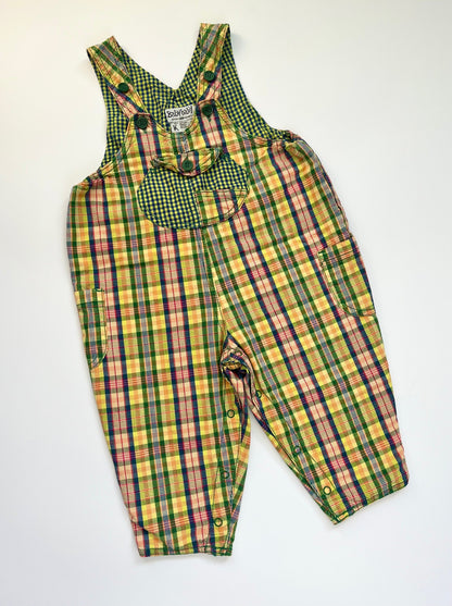 Vintage H&amp;M Multi-Coloured Check Bubble-Fit Dungarees ~ 18-24 Months