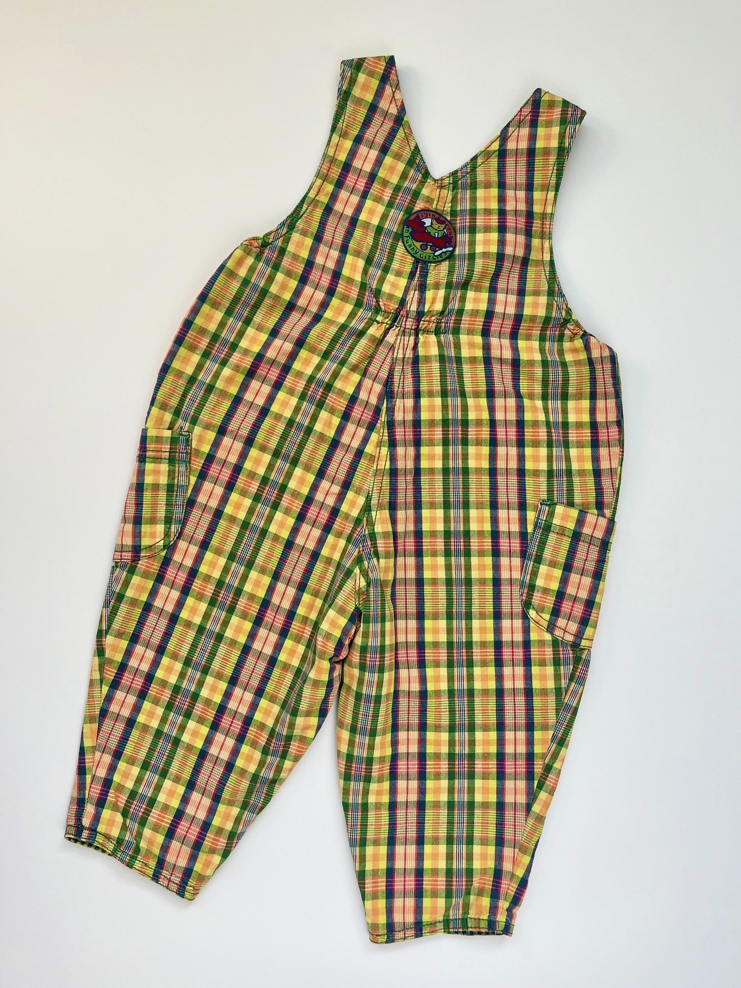 Vintage H&amp;M Multi-Coloured Check Bubble-Fit Dungarees ~ 18-24 Months