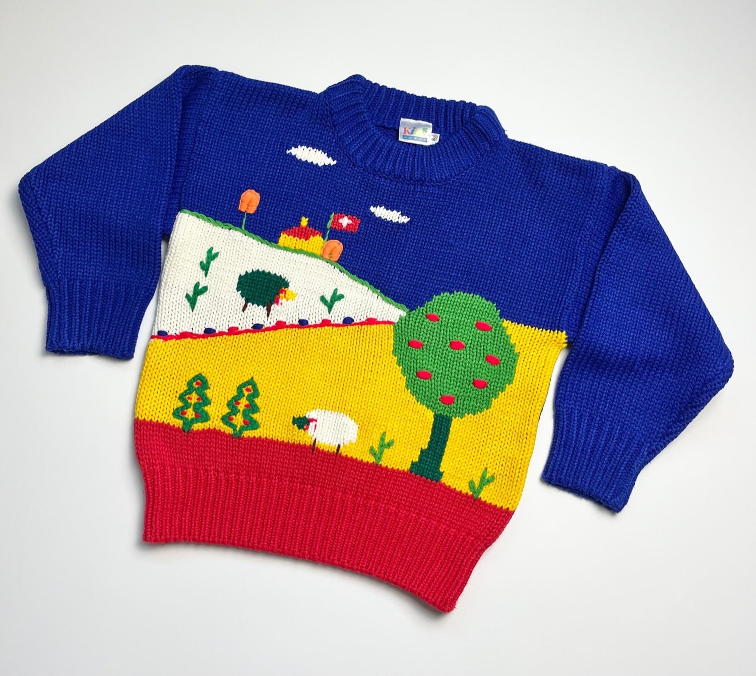 Rare Vintage Swiss Scene Colour Block Jumper ~ 3-4 Years