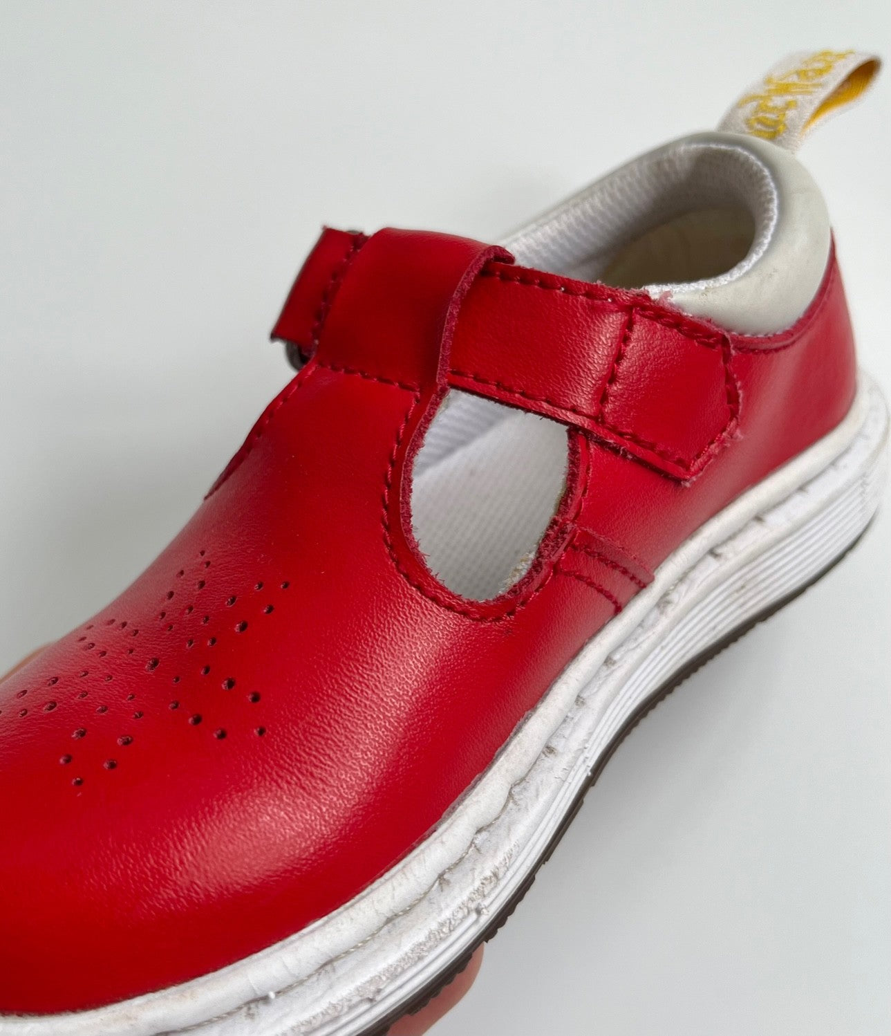 Dr. Martens Dulice Red Leather T Bar Shoes Infant Size 7.5