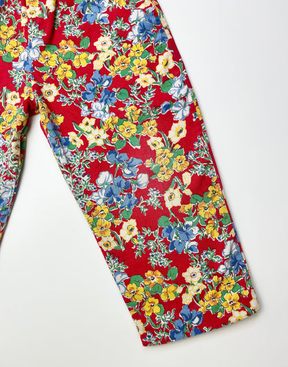 Vintage Red Floral Pull-On Trousers ~ 12-18 Months