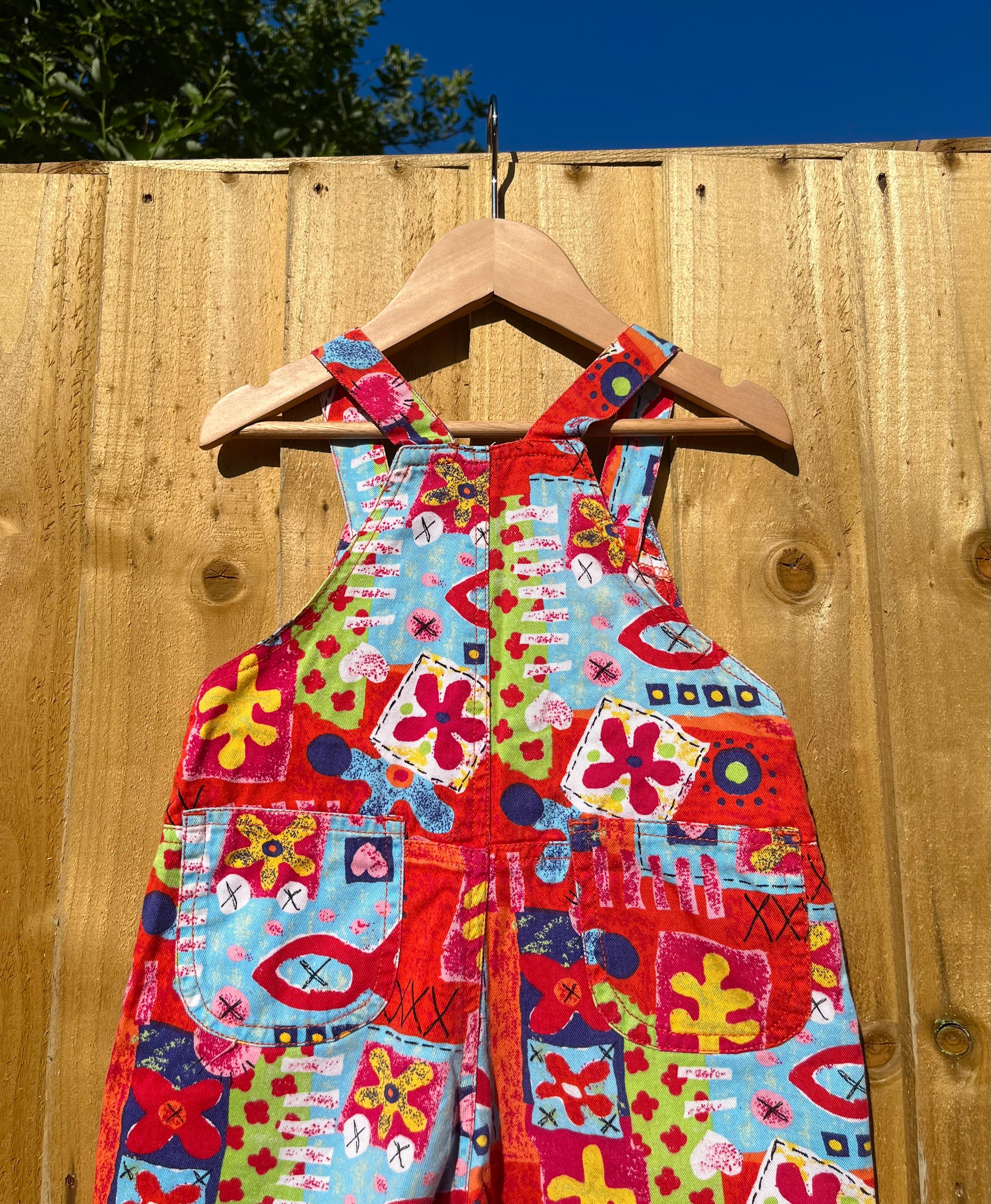 Vintage Ladybird Patterned Cotton Shortalls ~ 2-3 Years