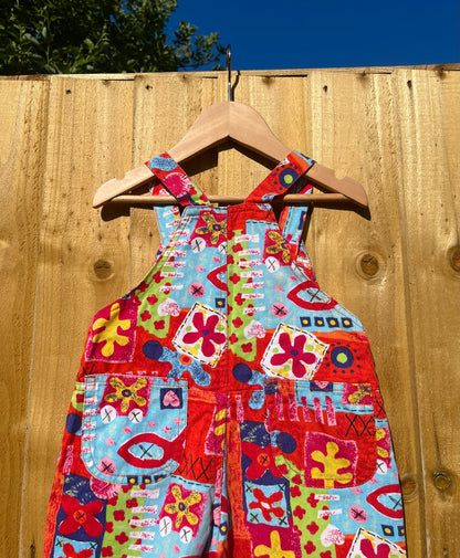 Vintage Ladybird Patterned Cotton Shortalls ~ 2-3 Years
