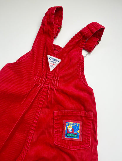 Gorgeous Vintage OshKosh Red Cord Bubble Fit Dungarees ~ 24 Months