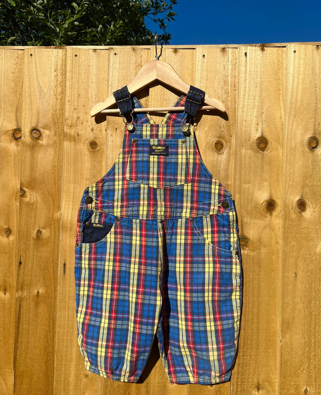 Vintage OshKosh Primary Colour Check Shortalls ~ 3 Years