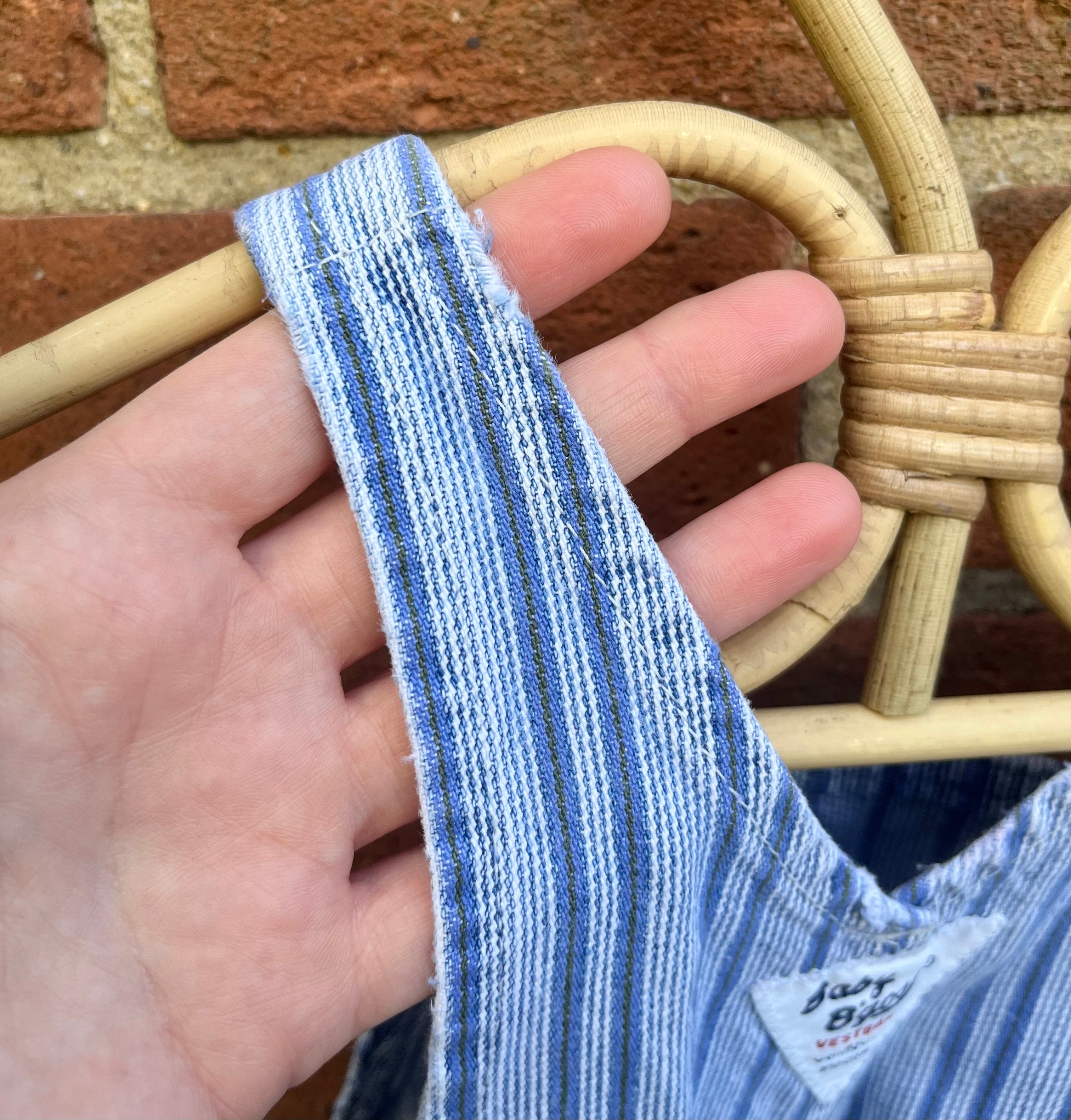 Vintage OshKosh Blue Stripe Dungarees ~ 12-18 Months