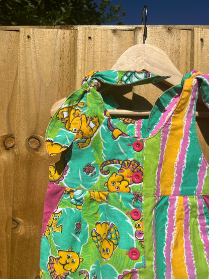 Vintage Bright Stripe Romper W/ Animal Detail ~ 3-6 Months