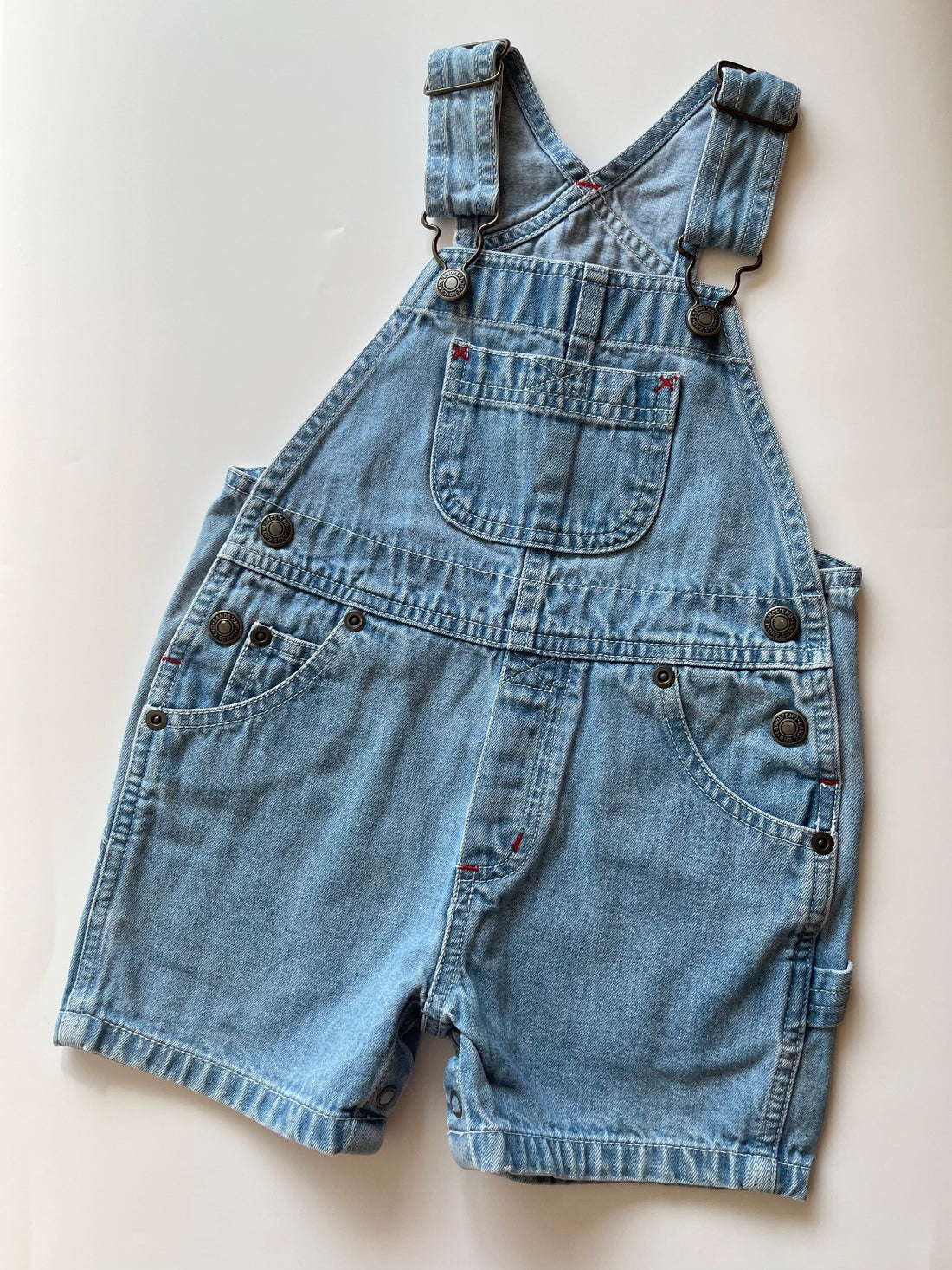 Vintage Light Blue Denim Utility Shortalls ~ 12-18 Months