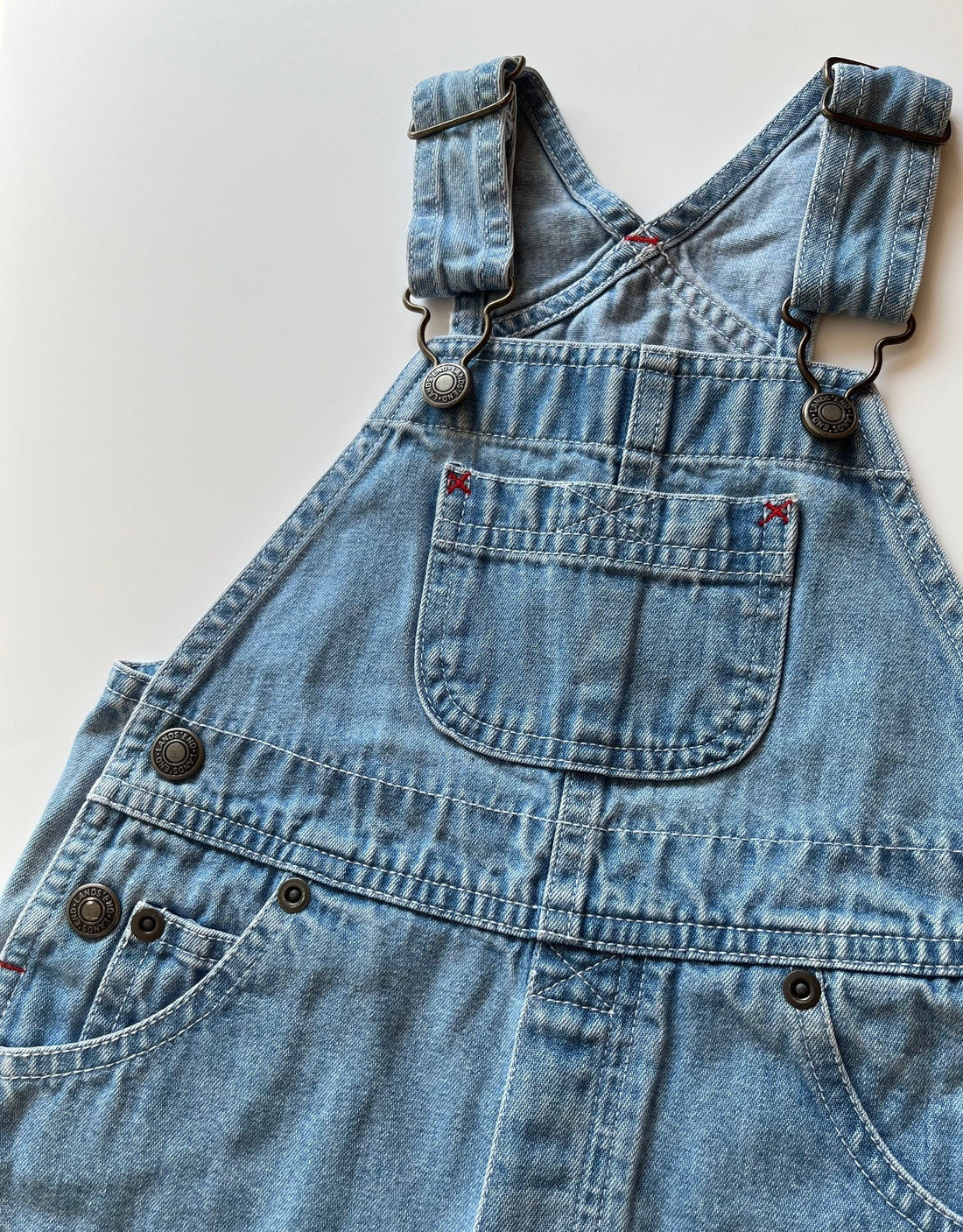 Vintage Light Blue Denim Utility Shortalls ~ 12-18 Months