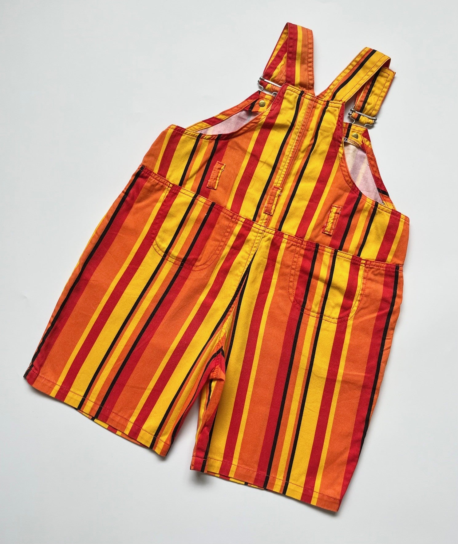 Vintage Boots Red, Orange &amp; Yellow Striped Dungarees ~ 4-5 Years