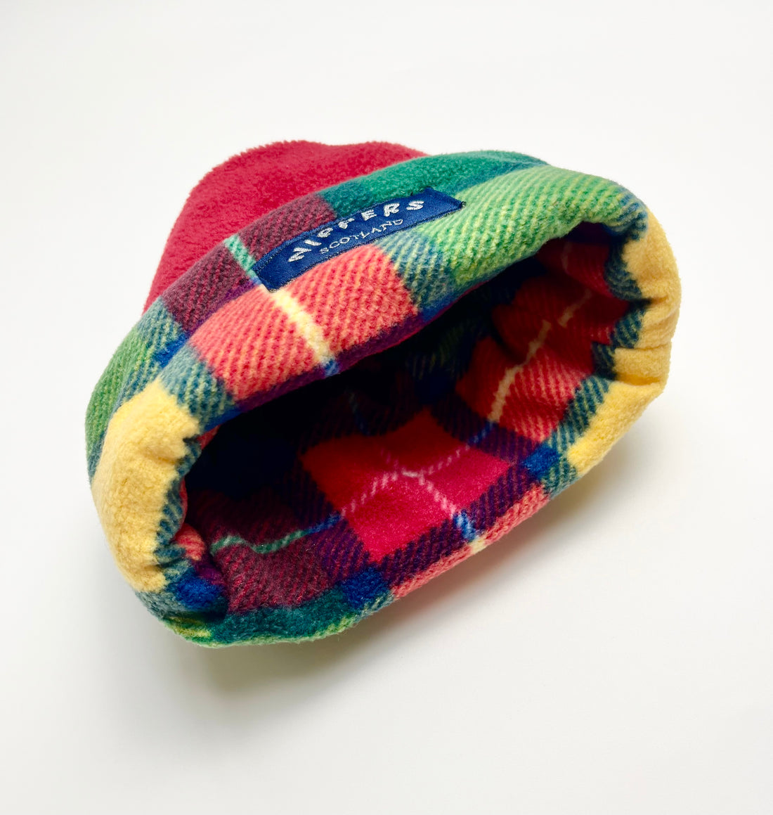 Vintage Nippers Red Fleece Hat With Tartan Detail ~ 0-6 Months