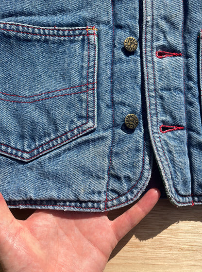 Vintage Padded Thick Denim Jacket W/ Multi-Check Lining ~ 2-3 Years