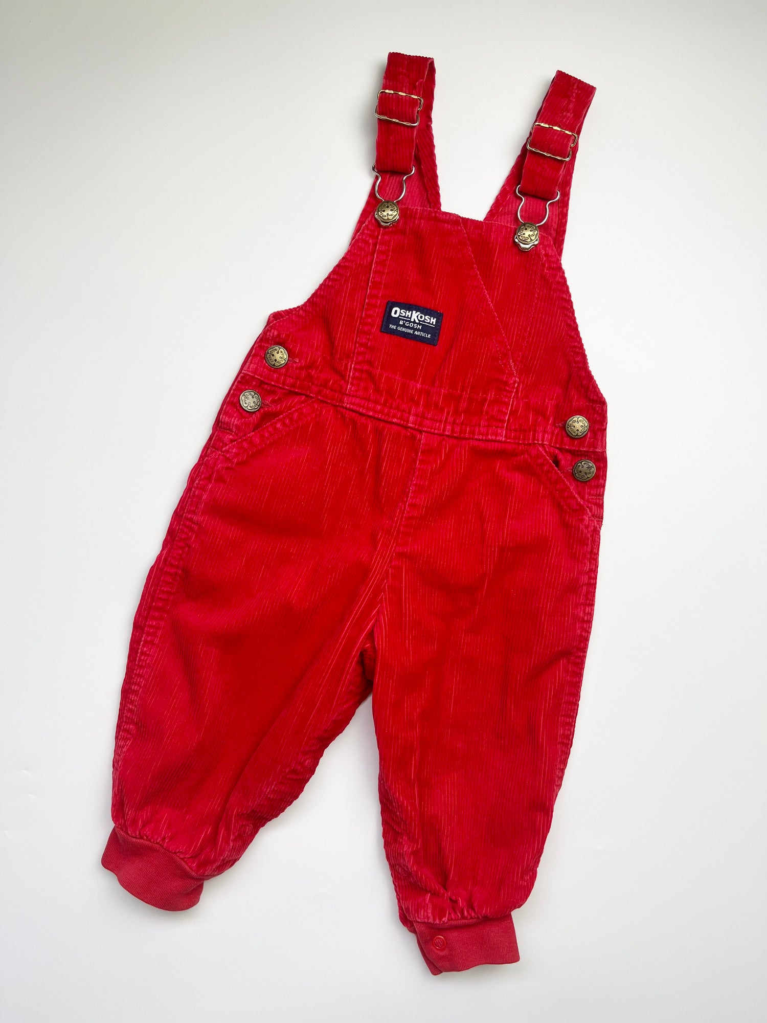 Gorgeous Vintage OshKosh Red Cord Bubble Fit Dungarees ~ 24 Months