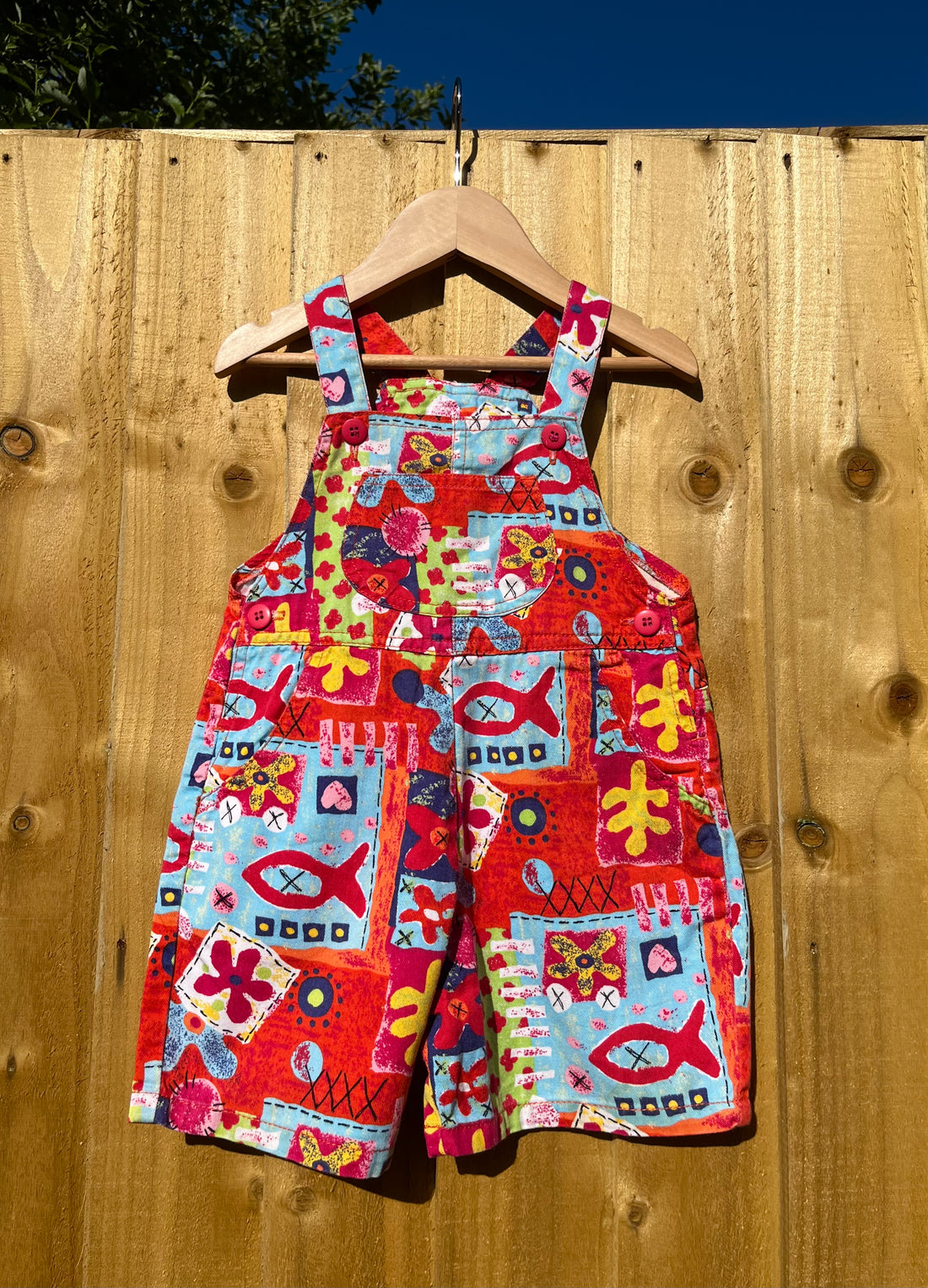Vintage Ladybird Patterned Cotton Shortalls ~ 2-3 Years