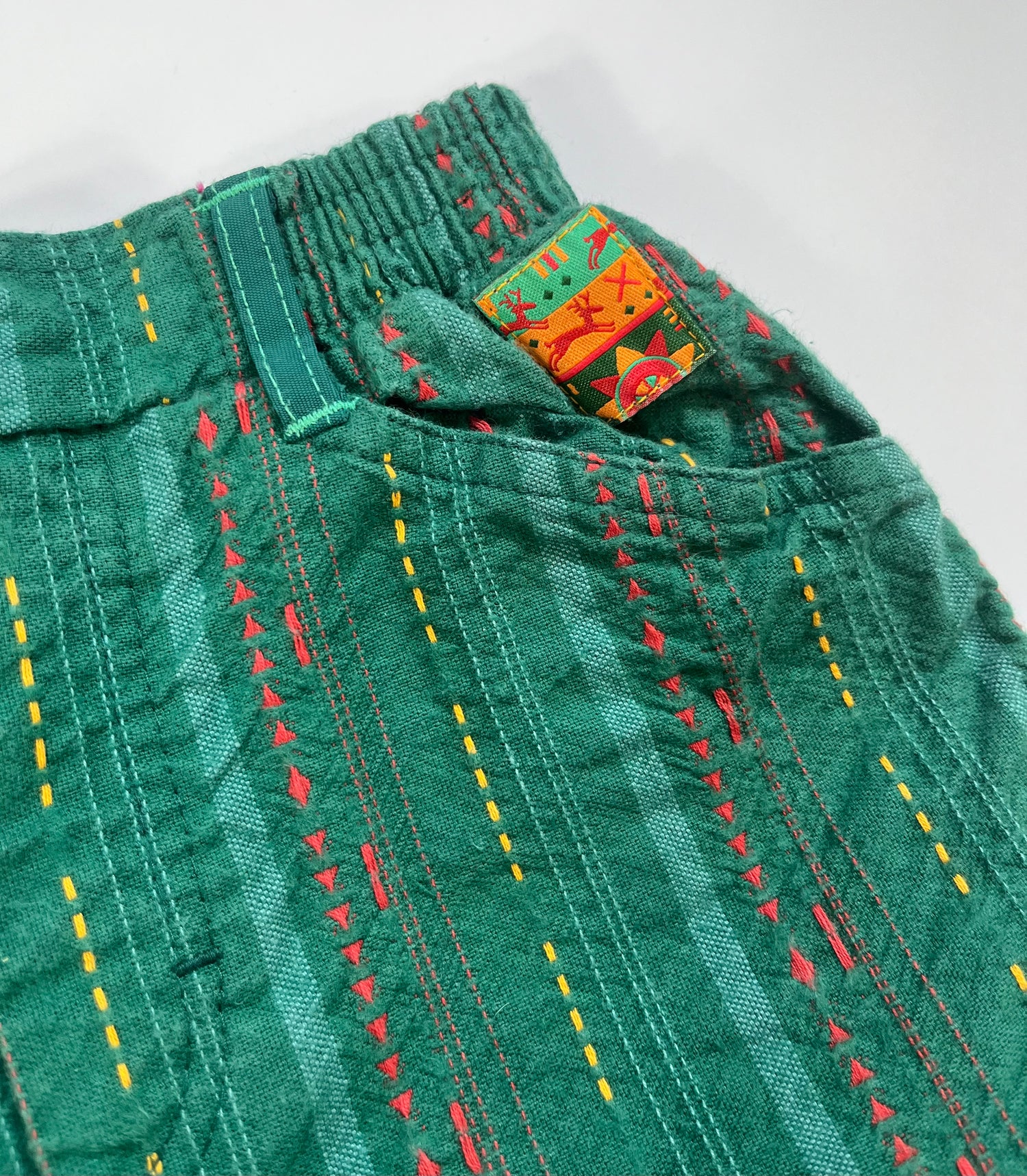 Rad French Vintage Green Stripe Pull On Trousers ~ 4 Years +