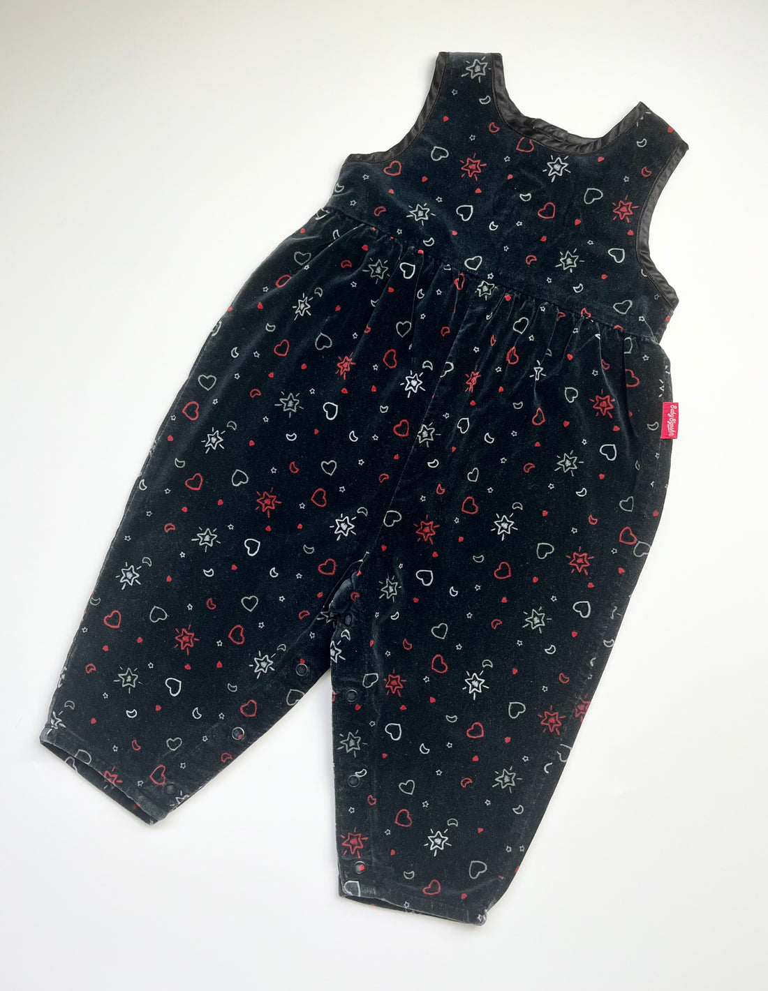 Amazing Vintage OshKosh Black Velvet Patterned Romper ~ 18-24 months