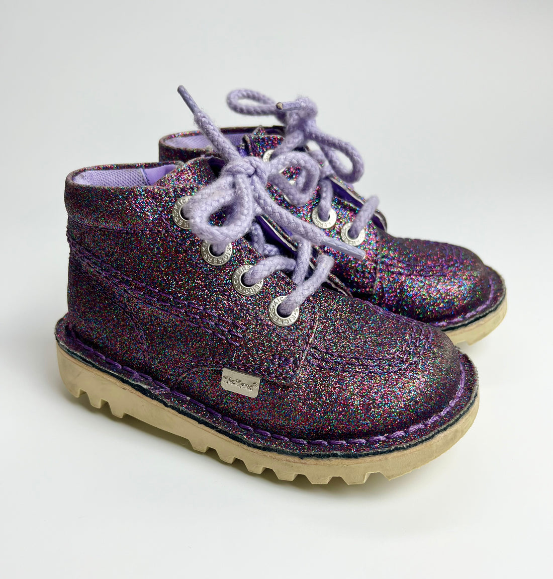 Kickers Purple Glitter Lace-Up Boots ~ UK Infant Size 7