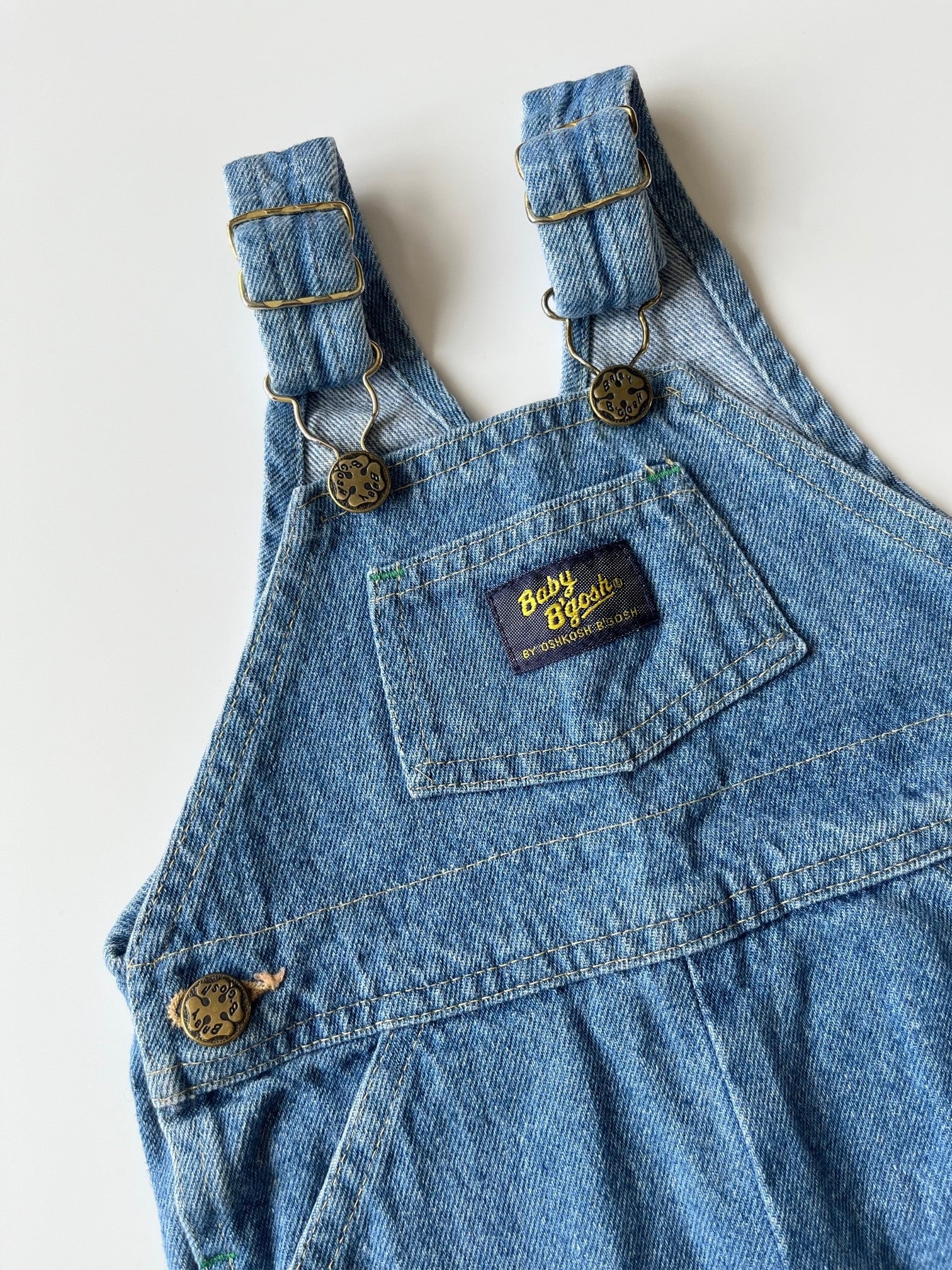 Vintage OshKosh Light Blue Denim Shortalls ~ 9-12 Months