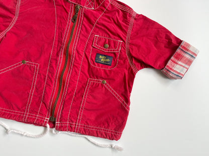 Vintage OshKosh Red Windbreaker With Check Detailing ~ 12-18 Months