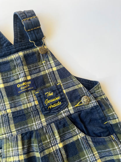 Retro OshKosh Navy &amp; Yellow Check Dungarees ~ 12-18 Months