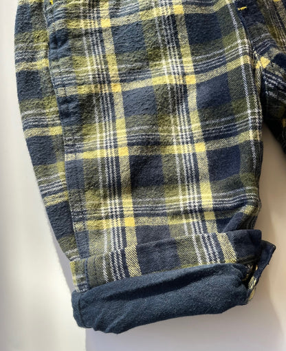 Retro OshKosh Navy &amp; Yellow Check Dungarees ~ 12-18 Months