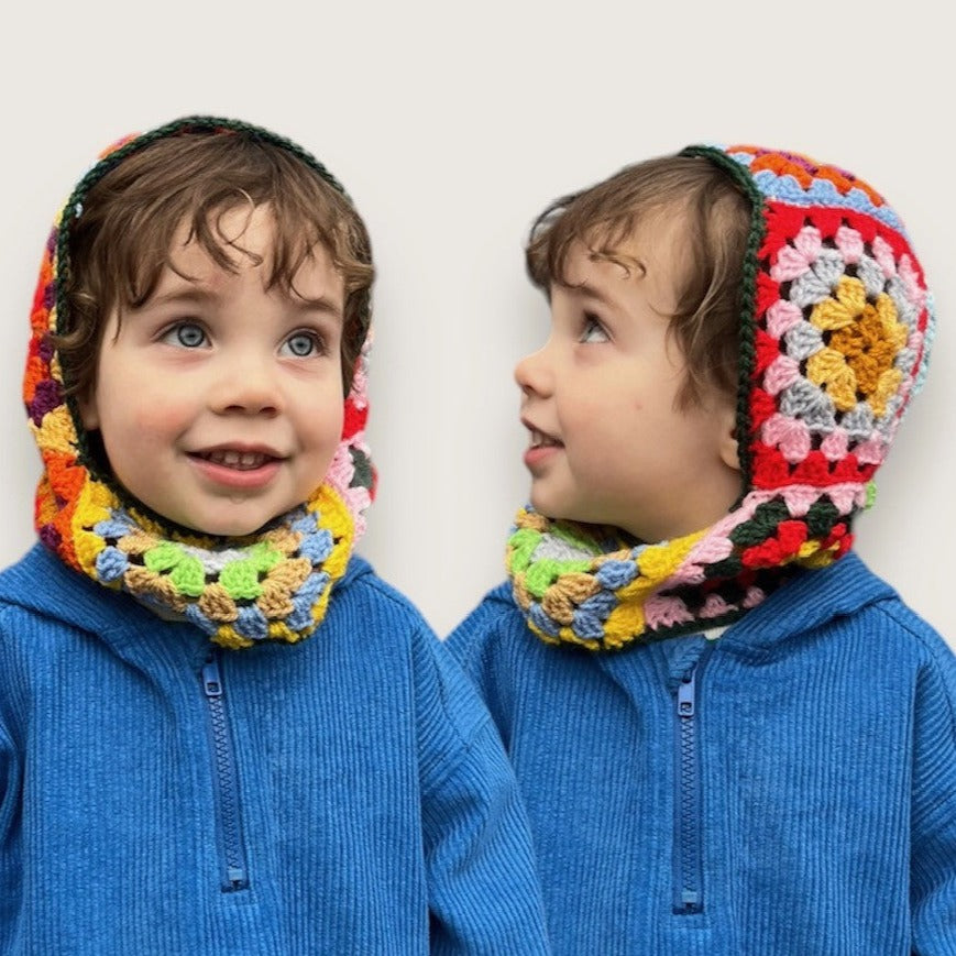 Titchy Kids Multi-Coloured Crochet Hood