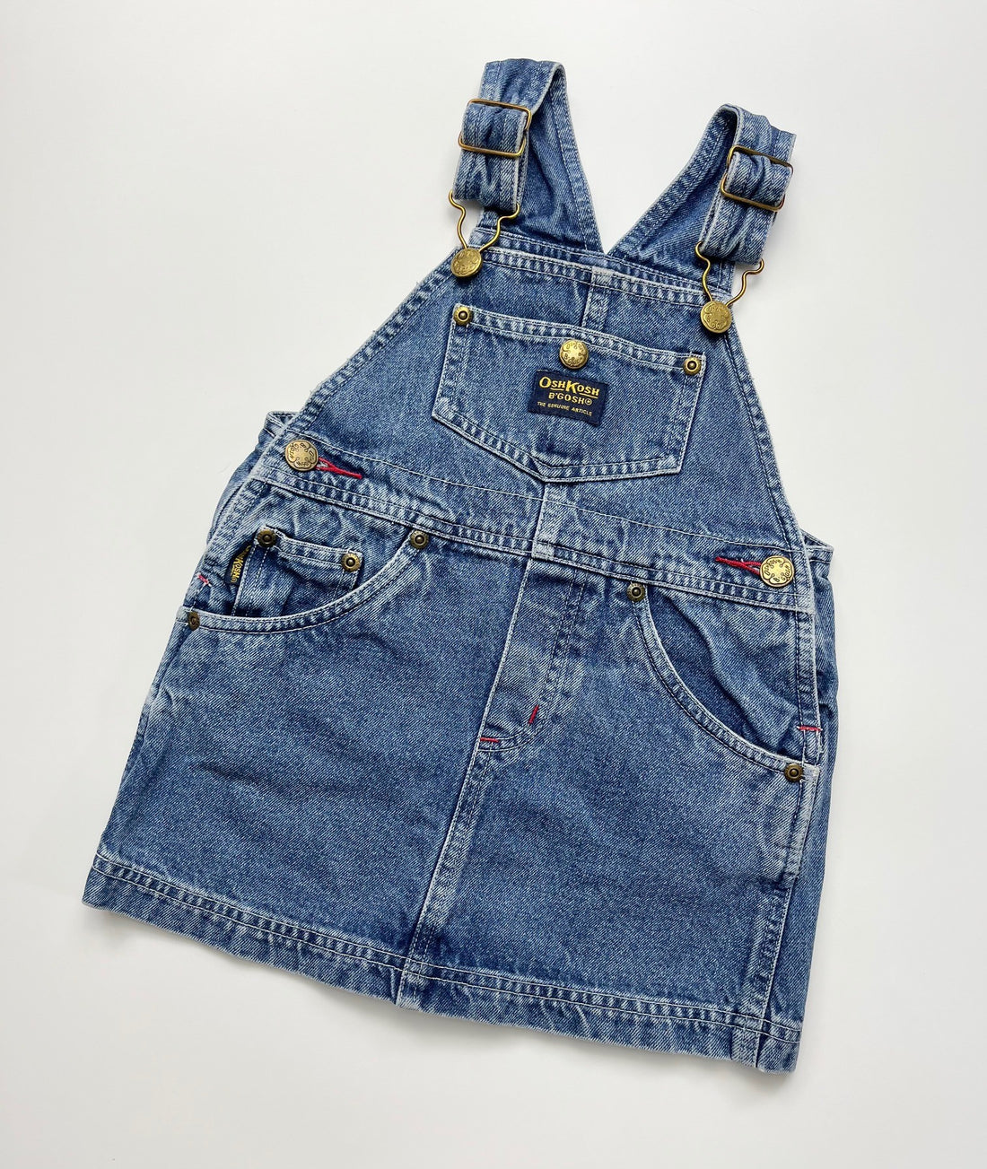 Vintage OshKosh Mid Blue Denim Pinafore Dress ~ 18-24 Months