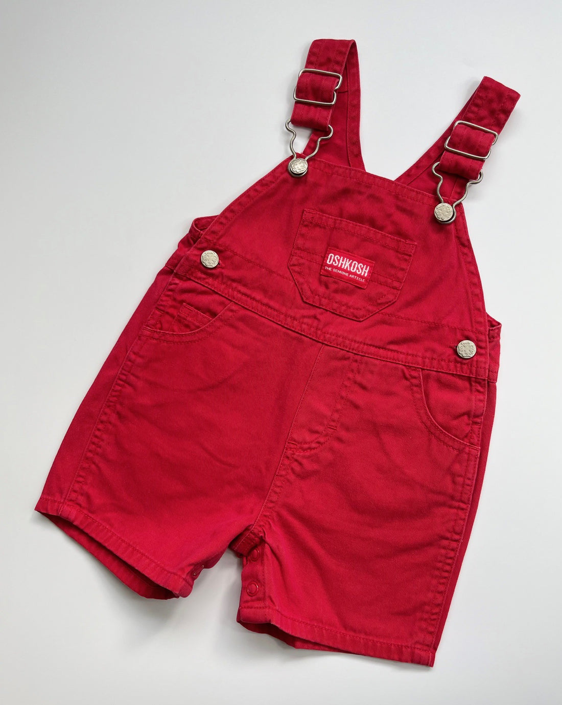 Vintage OshKosh Bright Red Shortalls ~ 6-9 Months