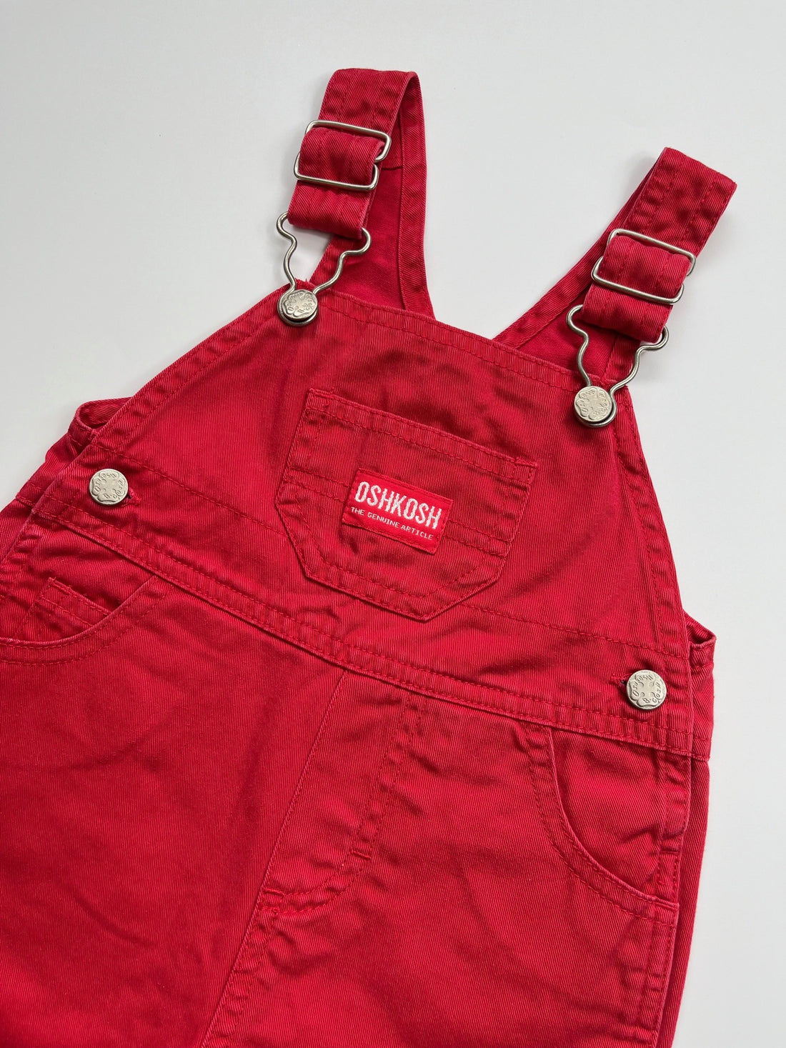 Vintage OshKosh Bright Red Shortalls ~ 6-9 Months