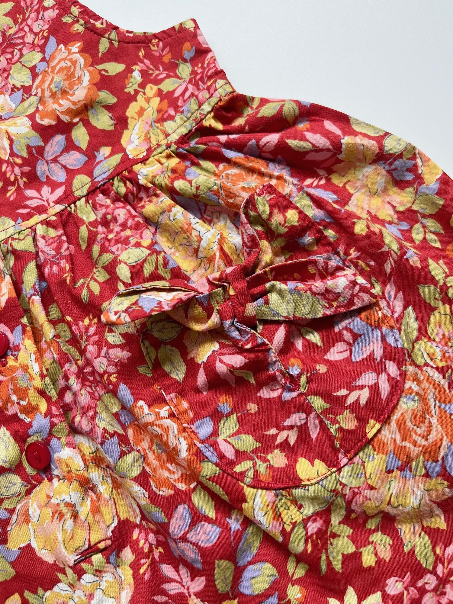 Vintage Laura Ashley Red Floral Bubble-Fit Romper ~ 18 Months