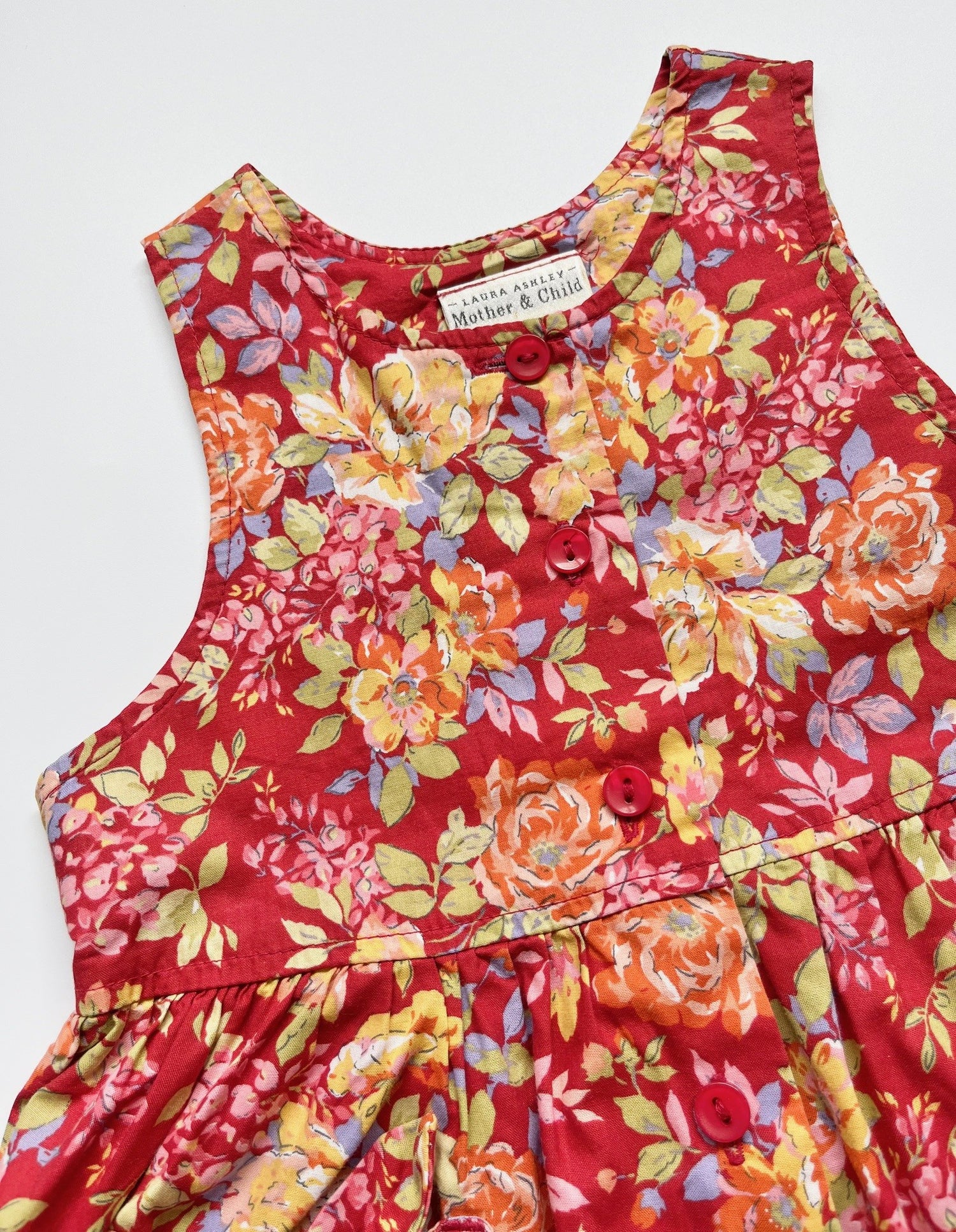 Vintage Laura Ashley Red Floral Bubble-Fit Romper ~ 18 Months