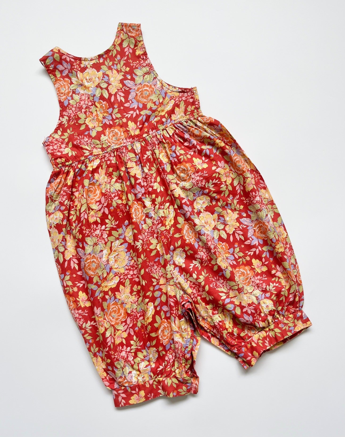 Vintage Laura Ashley Red Floral Bubble-Fit Romper ~ 18 Months