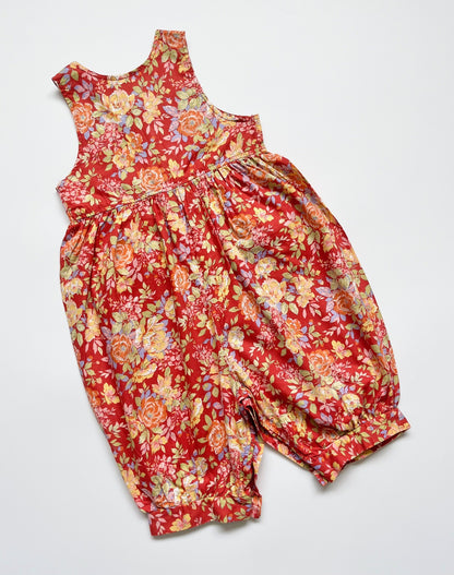 Vintage Laura Ashley Red Floral Bubble-Fit Romper ~ 18 Months