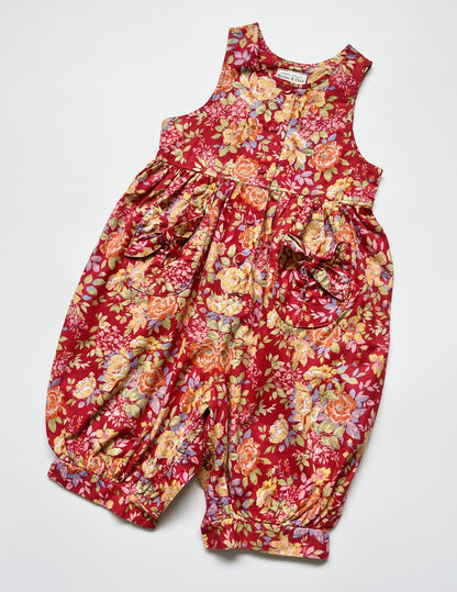 Vintage Laura Ashley Red Floral Bubble-Fit Romper ~ 18 Months
