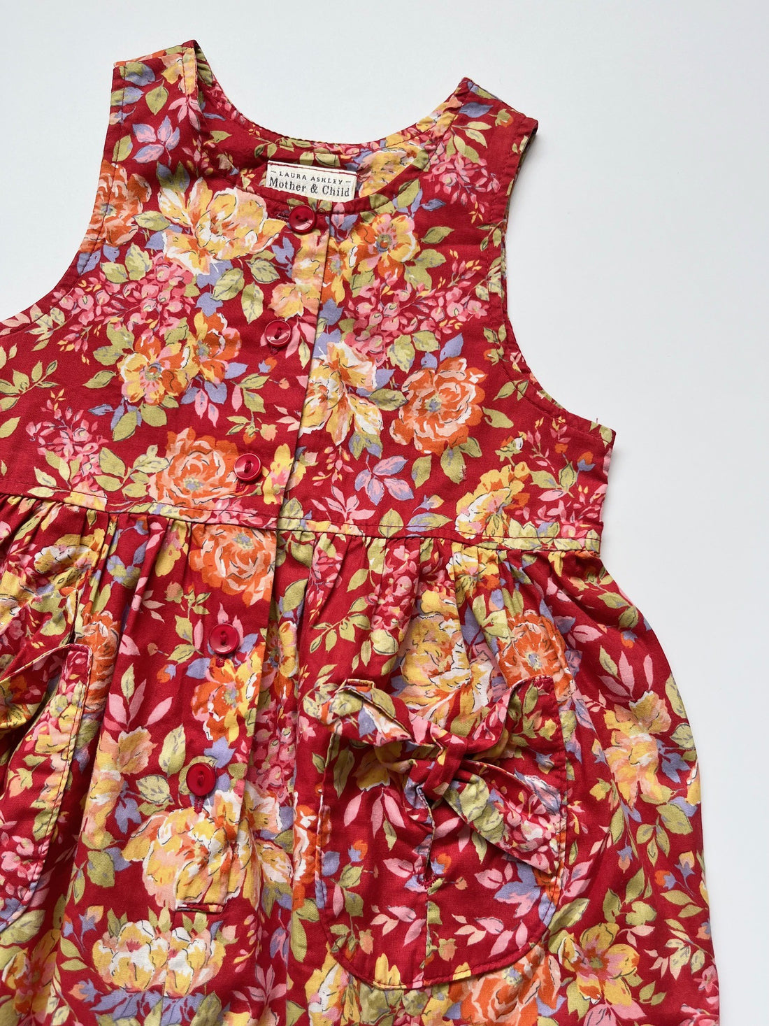 Vintage Laura Ashley Red Floral Bubble-Fit Romper ~ 18 Months