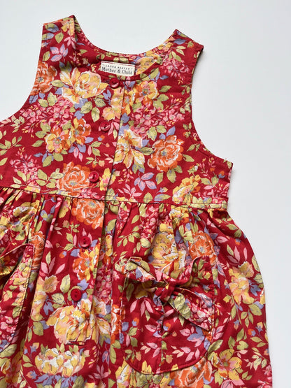 Vintage Laura Ashley Red Floral Bubble-Fit Romper ~ 18 Months