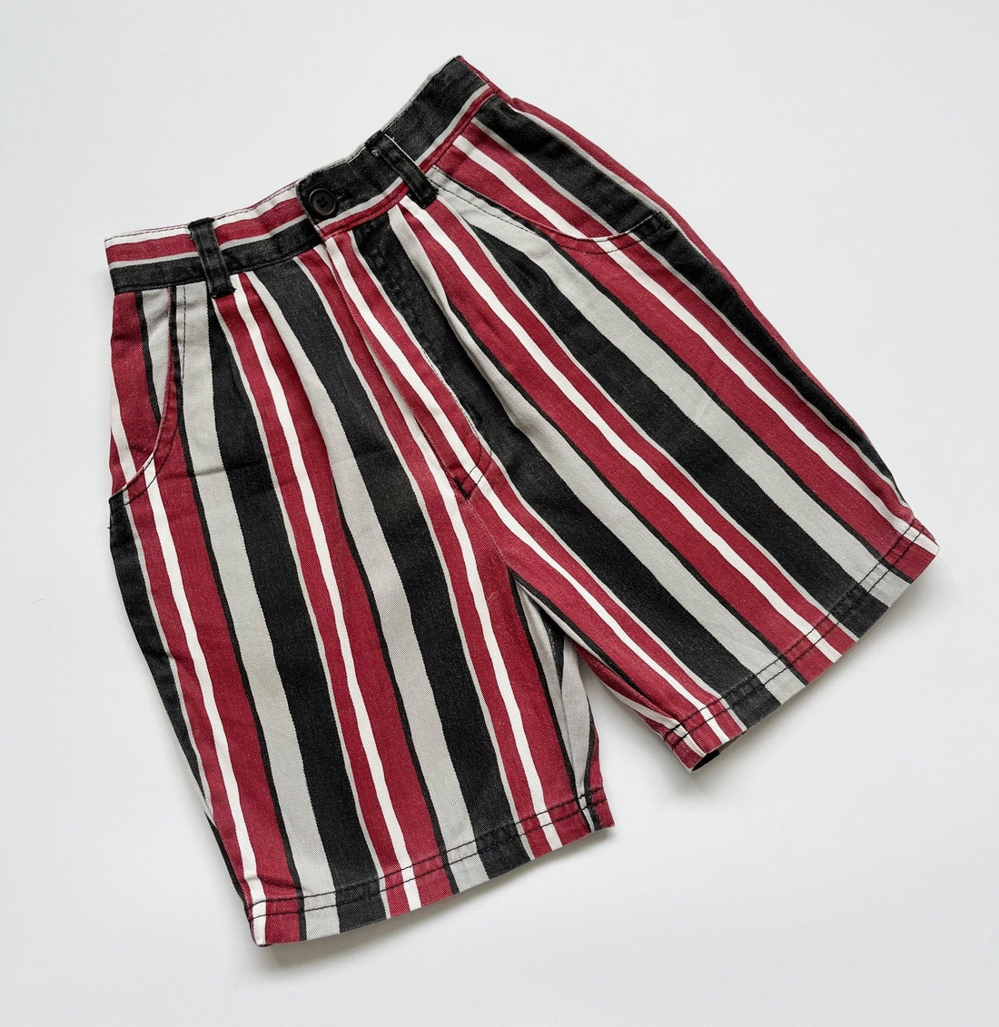 Vintage George Red &amp; Black Striped Cotton Shorts ~ 3-4 Years.