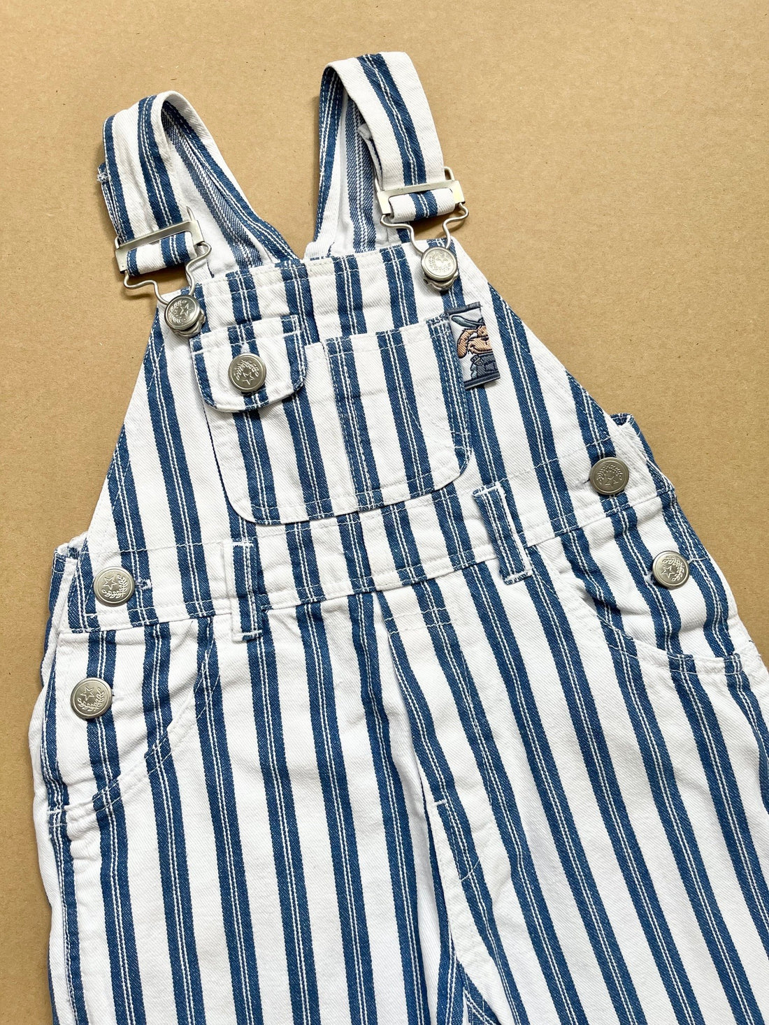 Vintage BHS Blue &amp; White Stripey Denim Dungarees ~ 12 Months